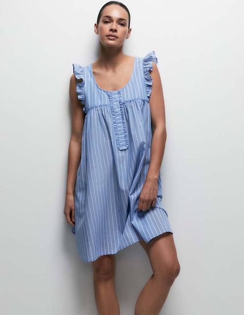 Camisón Sfera estampado a rayas de algodón